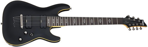 De Schecter Demon-7 Aged Black Satin 7-snarige gitaar